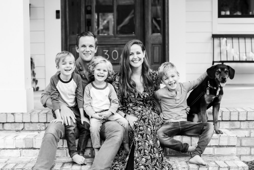 photo of app creator with family and dog