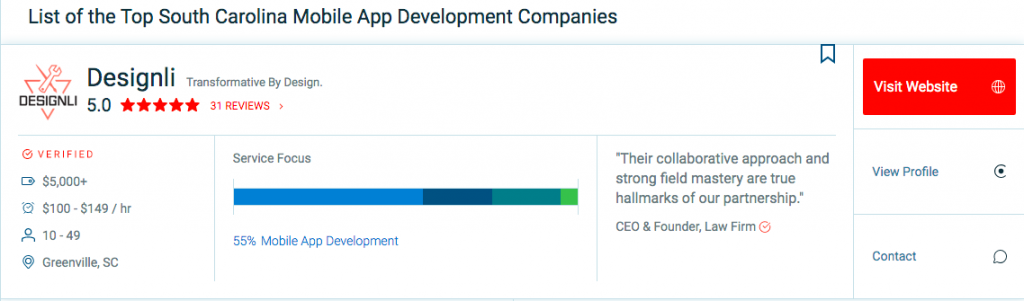 award for best app developer in south carolina