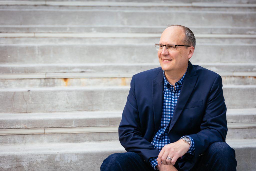 David Seltzer relaxes in downtown Greenville